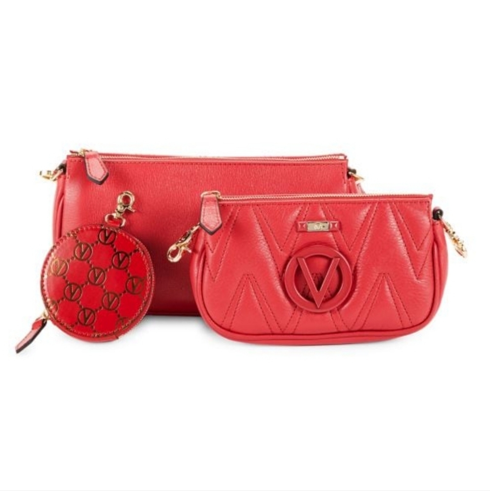 🍍✨️VALENTINO 3- in-1 quilted leather shoulder bag and pouch set NWT $895 ✨️ - Picture 2 of 9